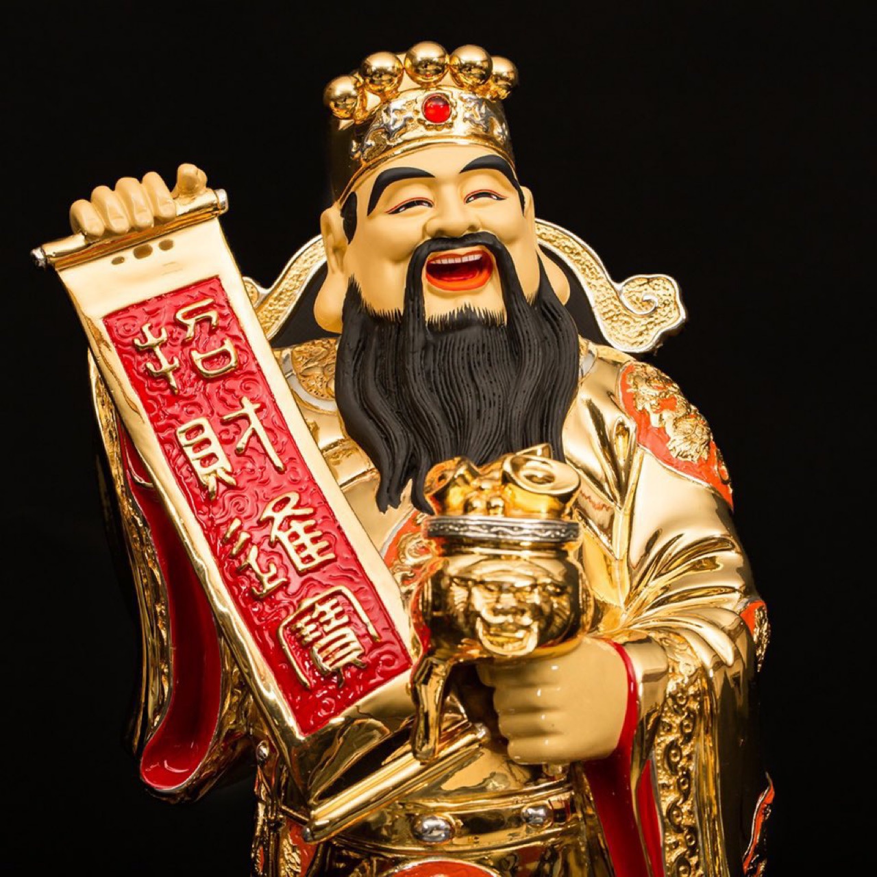 盛凡铜鎏金文财神佛像佛堂办公室财神爷摆件开业送礼开工大吉摆放