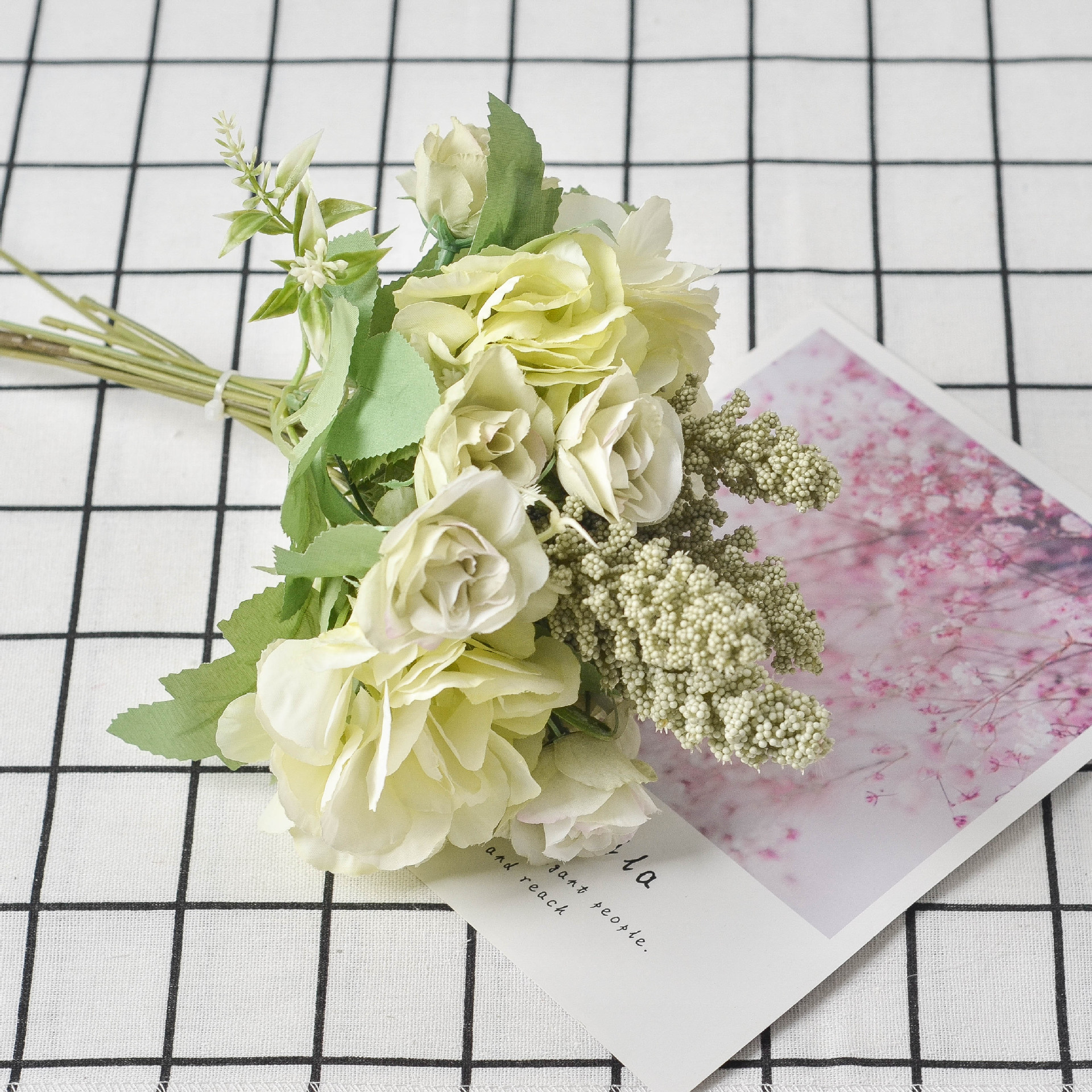 仿真手札花束玫瑰花仿真花假花批发新娘花婚庆家居摄影摆件装饰