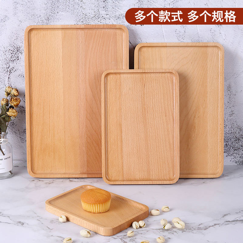 Tray Rectangular Wooden Breakfast Bread Plate Beech Tea Coffee Tray Japanese Fruit Dim Sum Plate