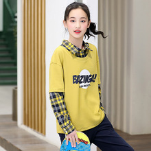 2020新款韩版初中生卫衣女高中学生假两件秋季上衣学院风少女秋装