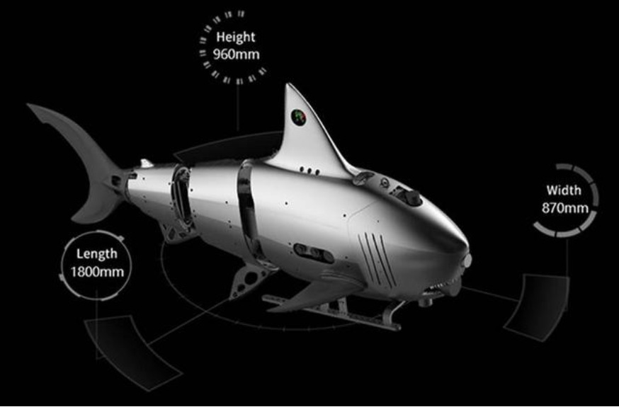 深海探测巡航水下仿生机器鱼水下机器鲨鱼水下机器人水下无人机