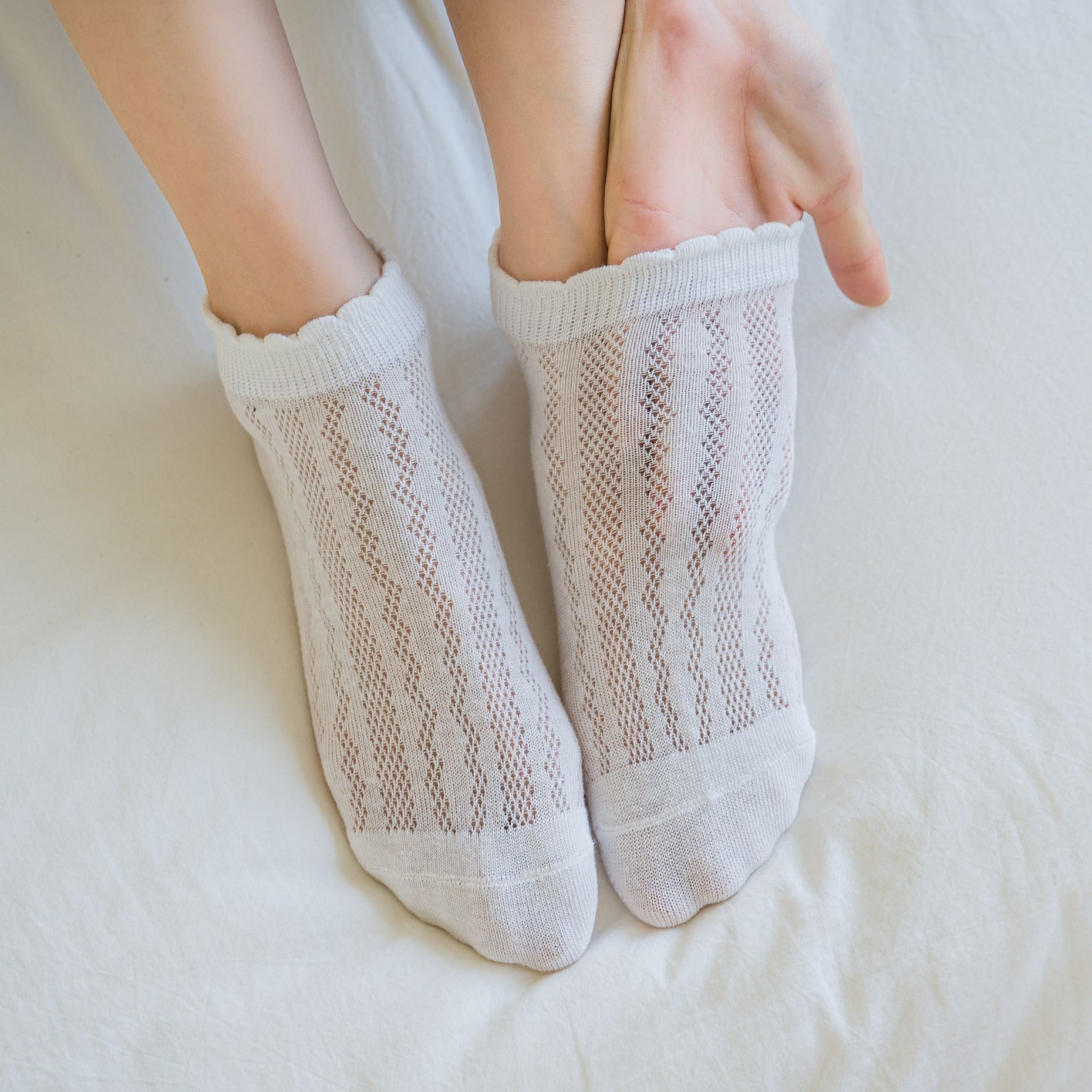 夏季薄款袜子女短袜浅口90棉网眼韩国可爱花边船袜女ins潮女袜