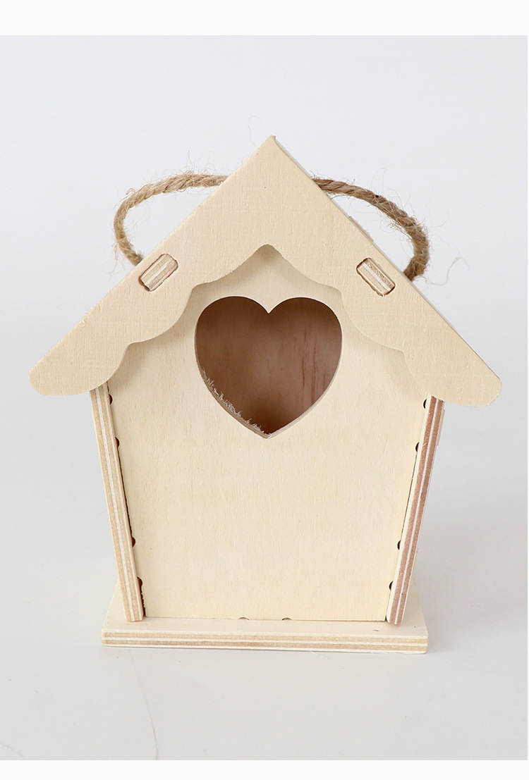 手工绘画拼装diy木质鸟窝 儿童绘画实木散装小鸟舍 杨木合板鸟窝