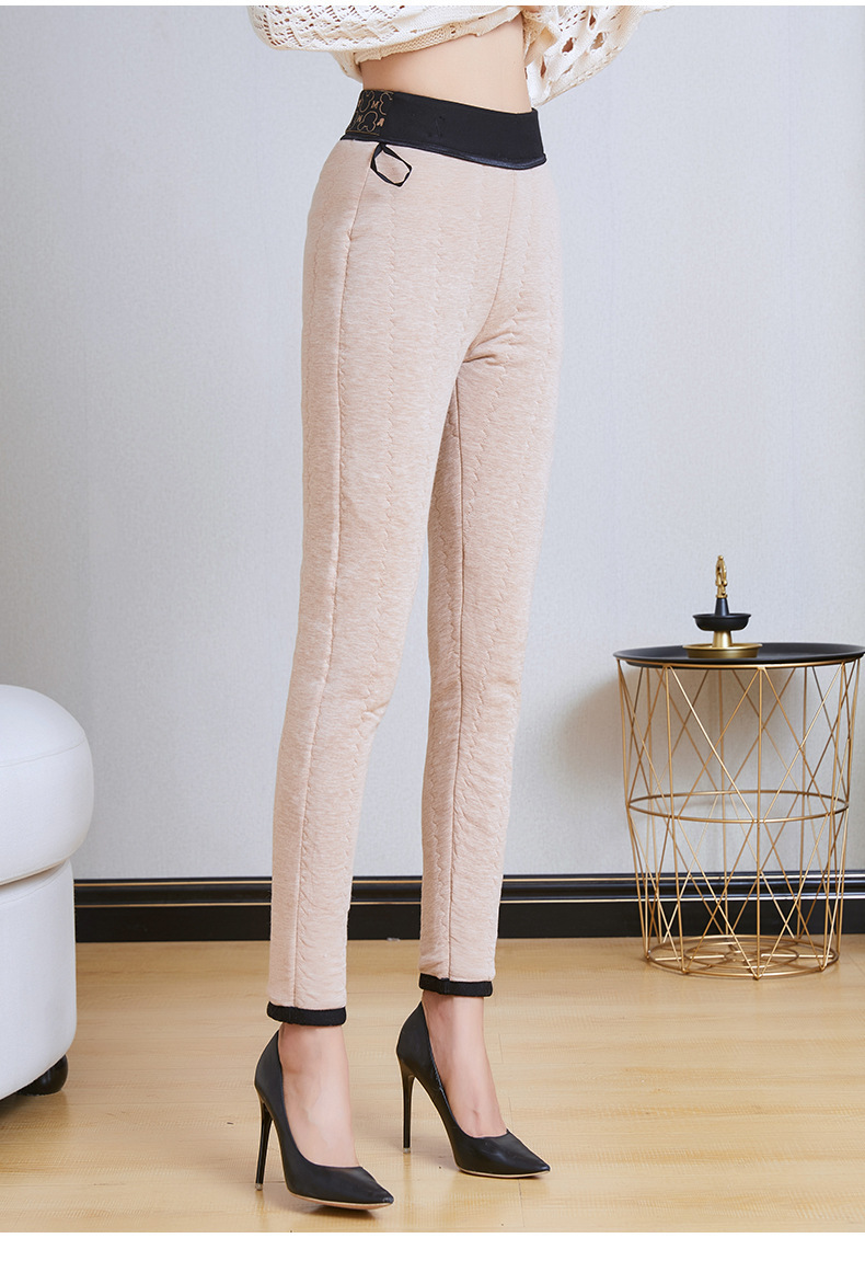 裤子女秋冬外穿蚕丝裤女特加厚加绒秋冬季显瘦小脚黑色保暖棉裤