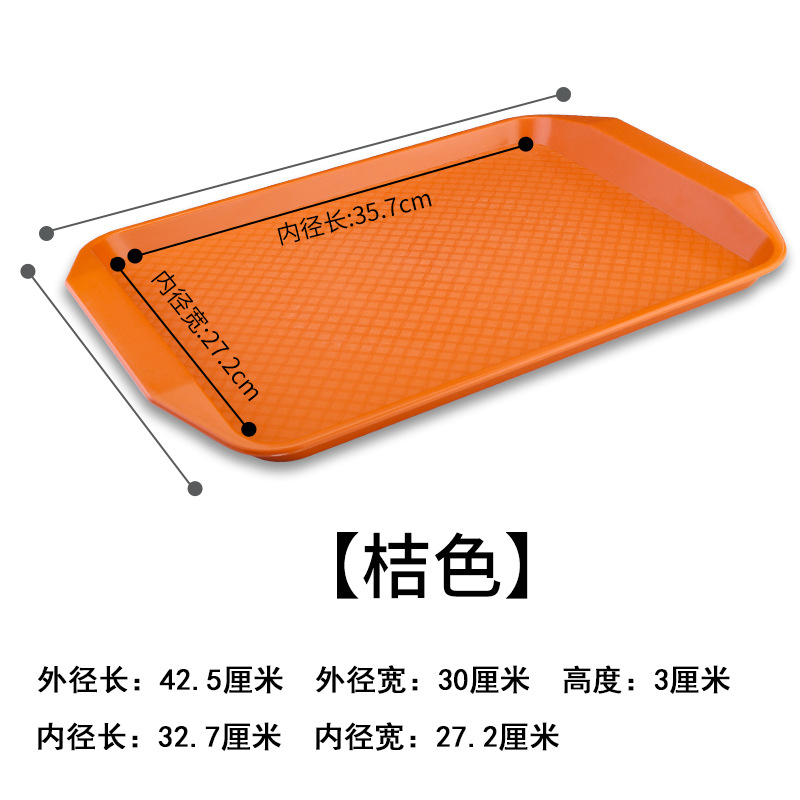 Rectangular Drop-Resistant Plastic Pp Tray Thick Non-Slip Chinese Restaurant Fast Food Plate Color Binaural Tray Wholesale