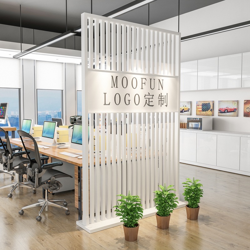 铁艺屏风装饰摆件 办公室简约隔断屏风 可定制logo免安装屏风墙
