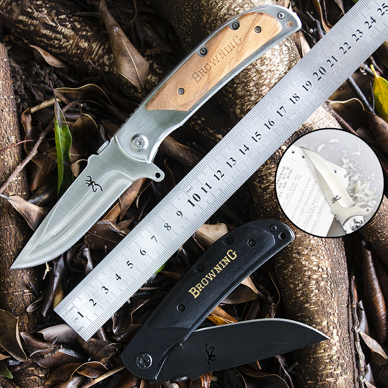 刀具户外刀热销折刀browning勃朗宁338折叠刀水果刀影木小刀军刀