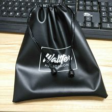 东莞厂家生产pu袋收纳袋 防水耳机袋束口袋 定制logo头戴式耳机袋