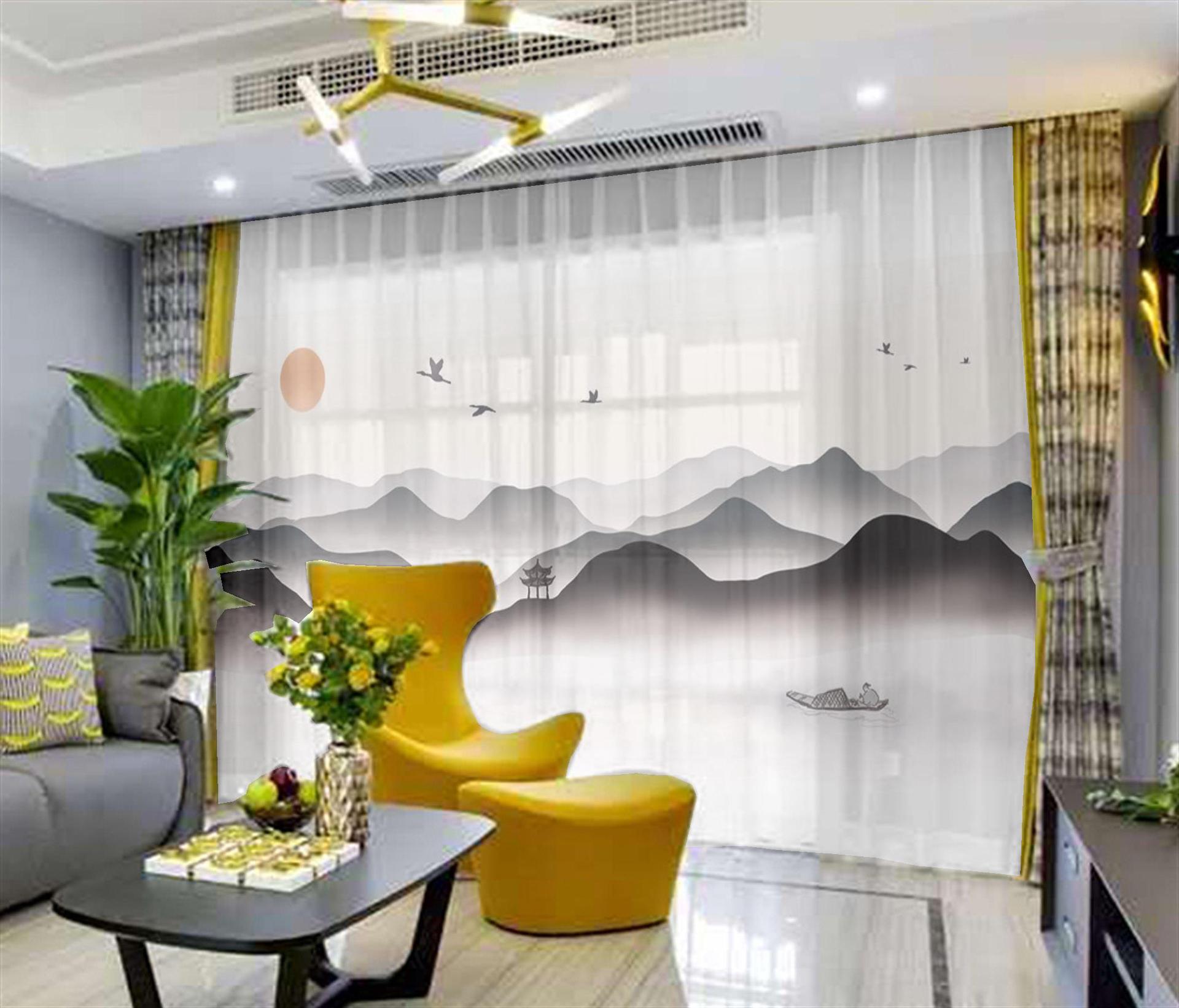 工程中式数码窗纱酒店窗帘定制雪纺纱定制高档厂家见光不见人