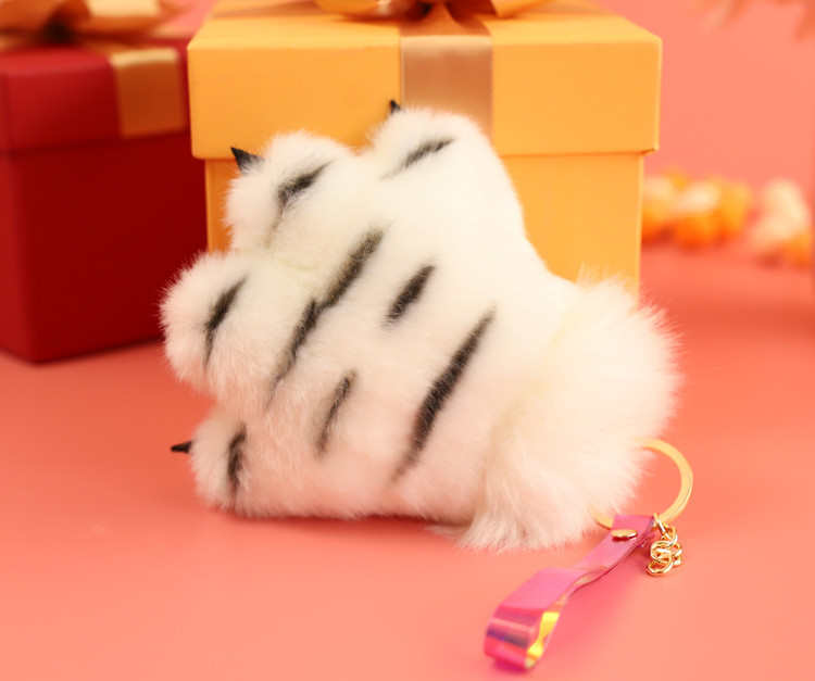 可爱仿真老虎手掌毛绒挂件豹子手套钥匙扣恐龙包包装饰礼物送女生