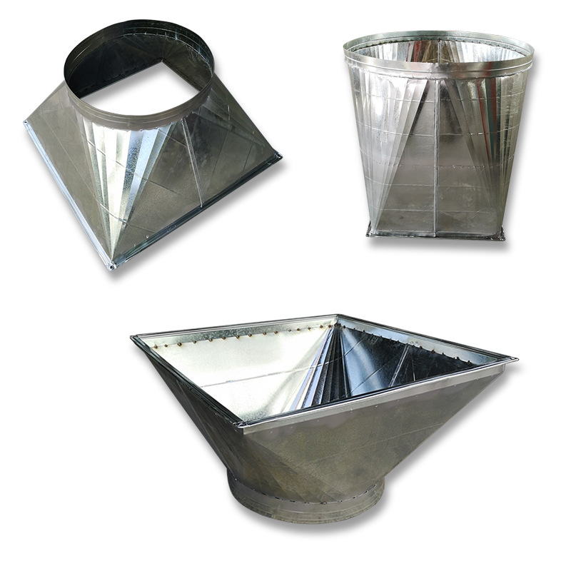 厂家定制镀锌白铁皮风管天方地圆通风管道变径大小头方变圆连接件