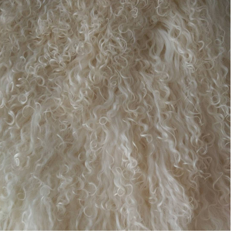 新品2020宁夏滩羊皮毛绵羊裘皮白色二毛皮长毛卷褥子毯子服饰保暖