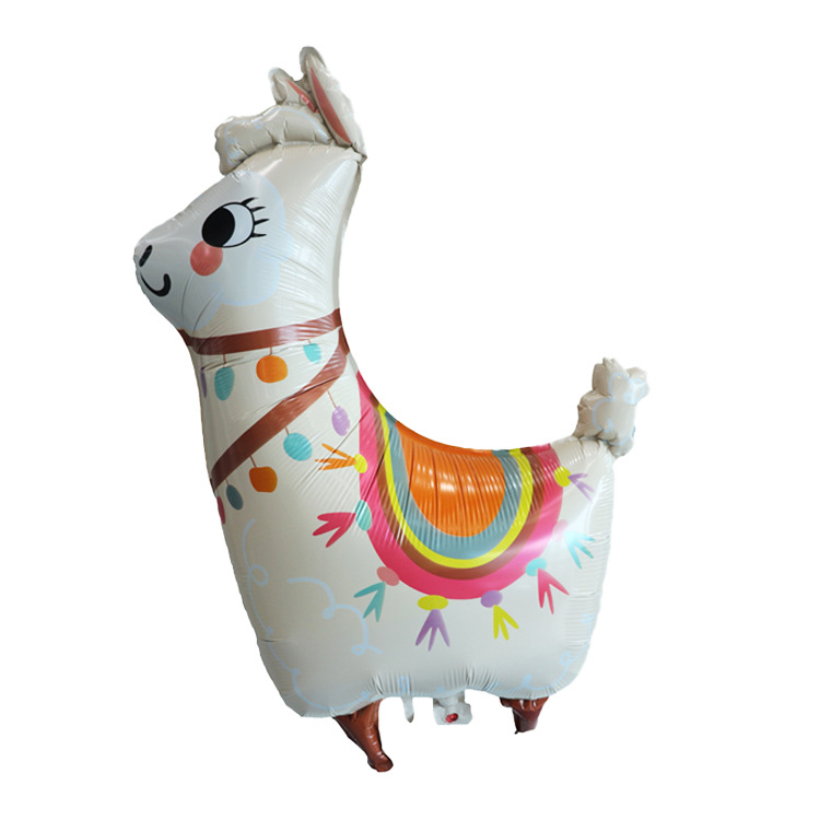 跳跳羊驼造型铝箔气球生肖羊生日派对装饰布置皮纳塔彩色铝膜气球
