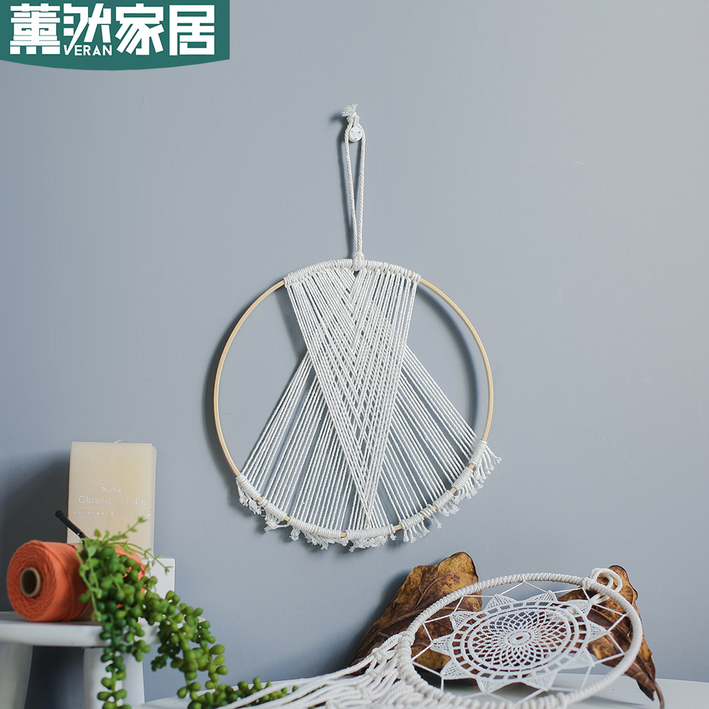 Bohemian Ins Woven Dream Catcher Pendant Handmade Bamboo Ring Wall Decoration Pendant Bedroom Wall Hanging Gt017