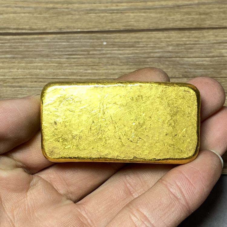 古玩招财金锭金饼金元宝仿真古董道具装饰品仿古纯铜鎏金砖假金条