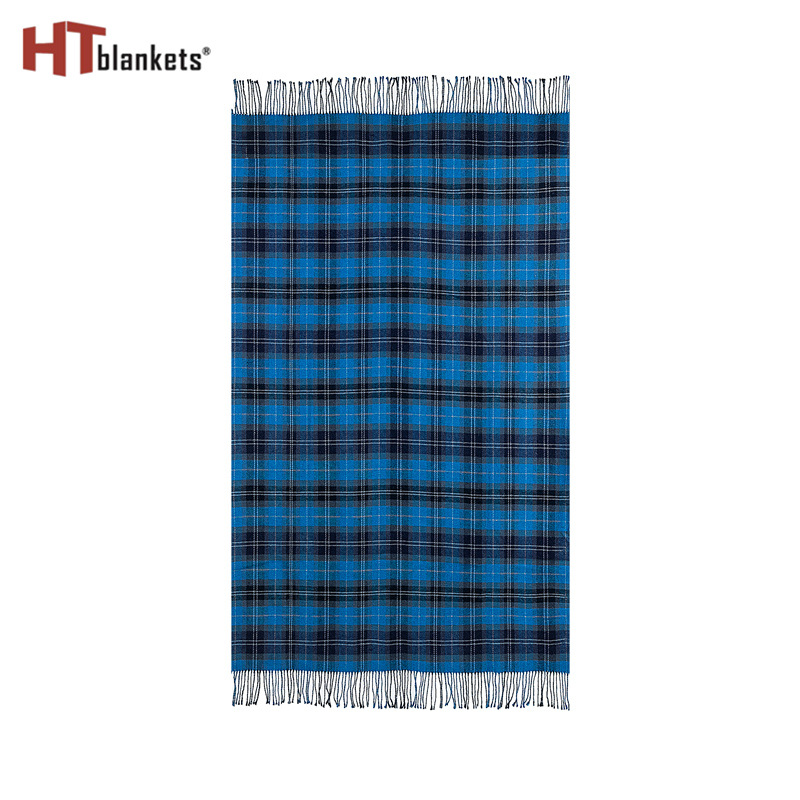 Autumn and Winter New Thickened Blue Plaid Scarf Shawl Sofa Blanket