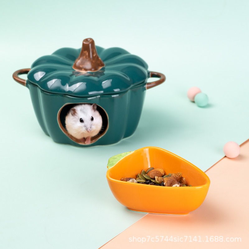 仓鼠陶瓷碗金丝熊创意个性水果卡通辅食小碗防翻防咬食盆宠物瓷碗