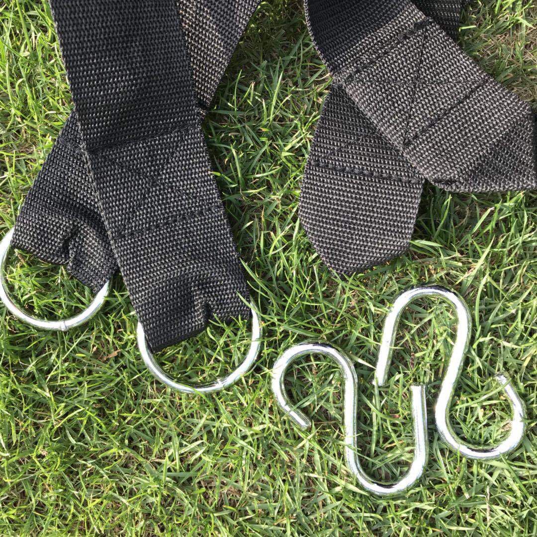 Factory Wholesale Outdoor Hammock Swing Strap Nylon Rope Webbing with Metal Ring Buckle Hook