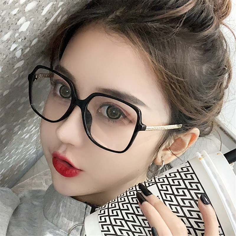 时尚网红防蓝光眼镜个性女潮圆脸显瘦平光镜韩版素颜tr90眼镜框架