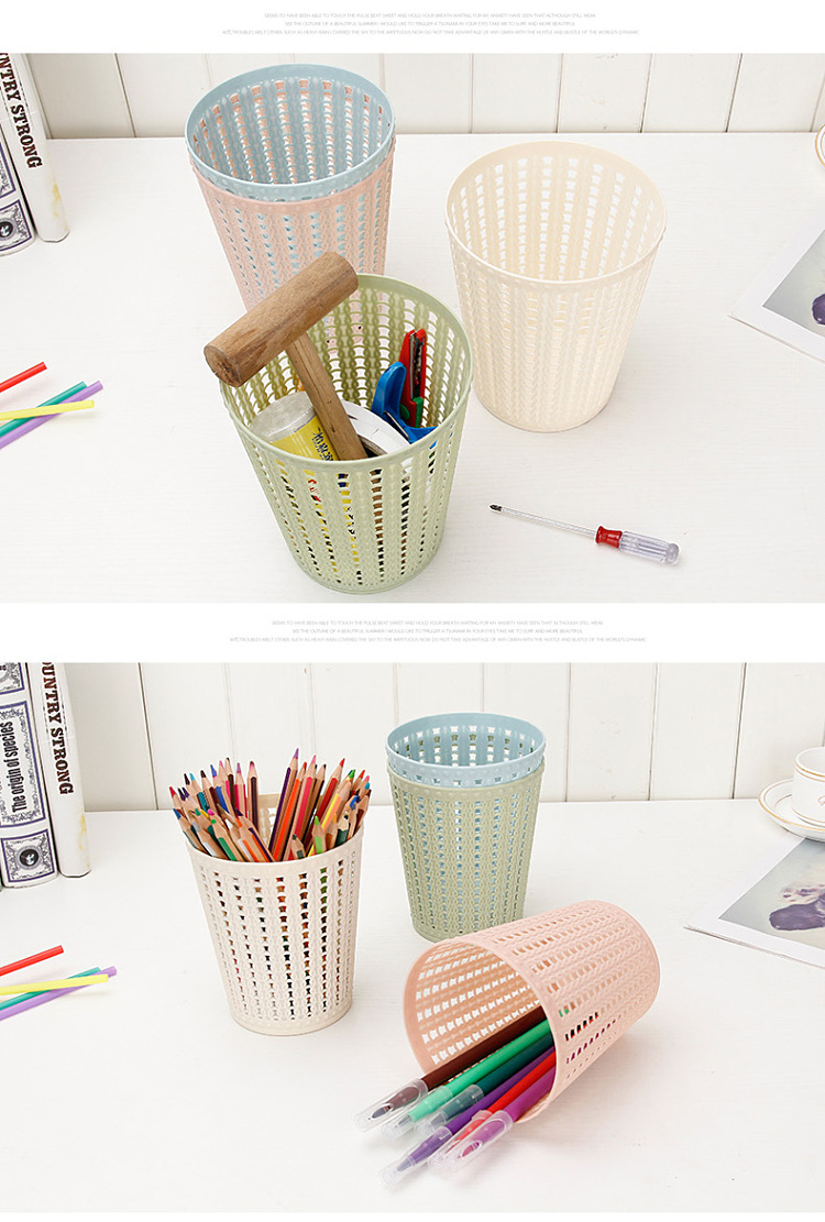 创意笔筒办公收纳文具筒多功能学生笔筒桌面塑料迷你杂物收纳篮