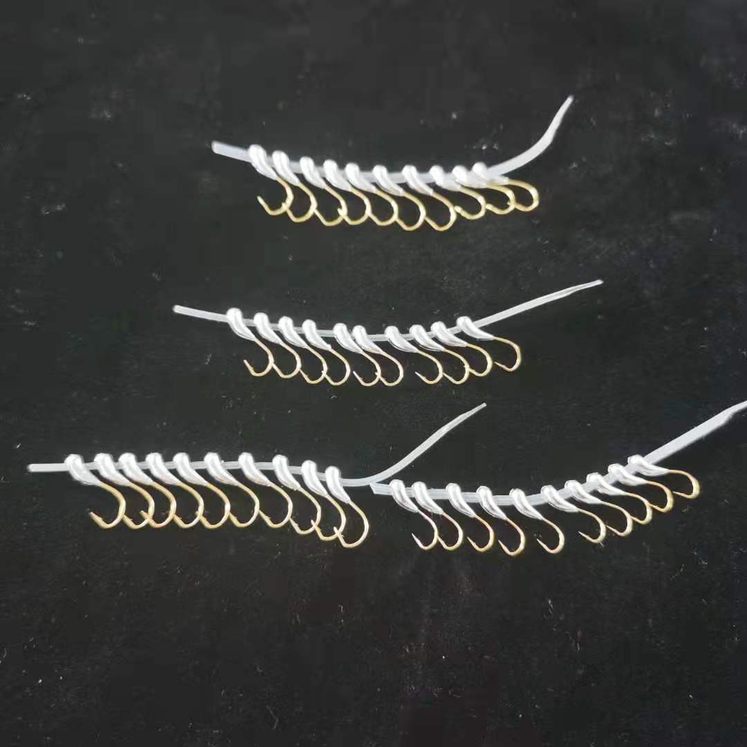 朝天钩45°4.5金海夕鱼钩带孔带胶管新款垂钓小配件传统钓鱼鱼钩