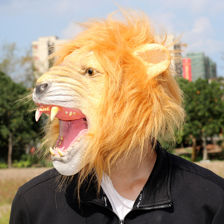 疯狂动物城狮子面具乳胶狮王动物头套万圣节搞怪舞会派对道具mask