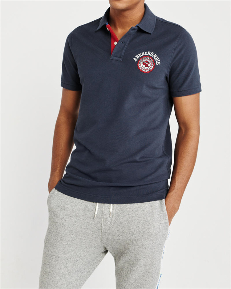 男装纯棉条纹af短袖polo衫男夏季t恤翻领体恤休闲修身拼色保罗衫