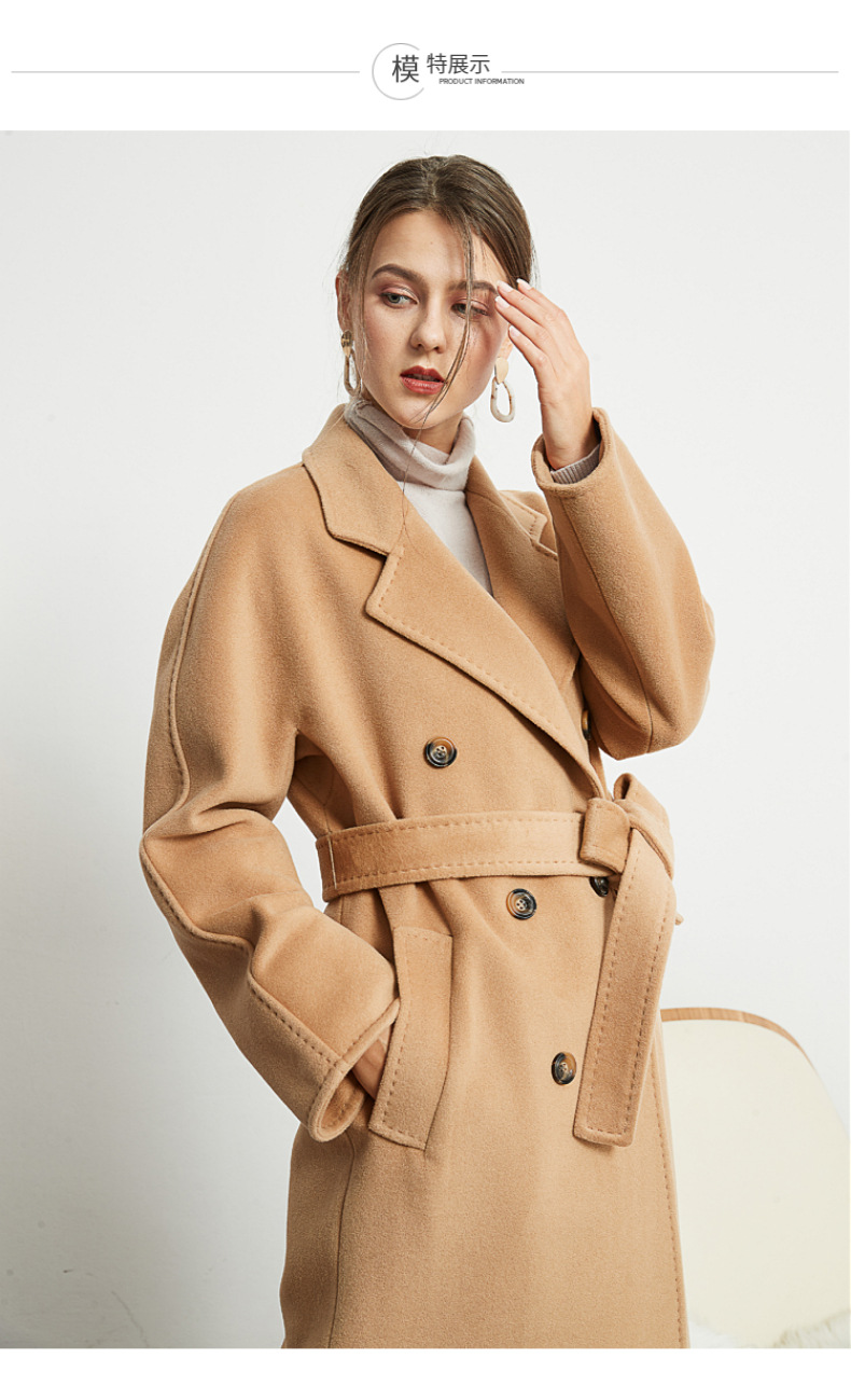 一件代发女装2020秋冬m家红色101801中长款山羊绒大衣女厂家批发