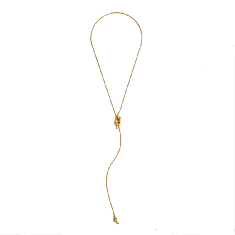 Autumn and Winter New Style Cool Style Vintage Brass Distressed Gold Sailor Knot Knotted Sweater Chain Long Necklace Ornament