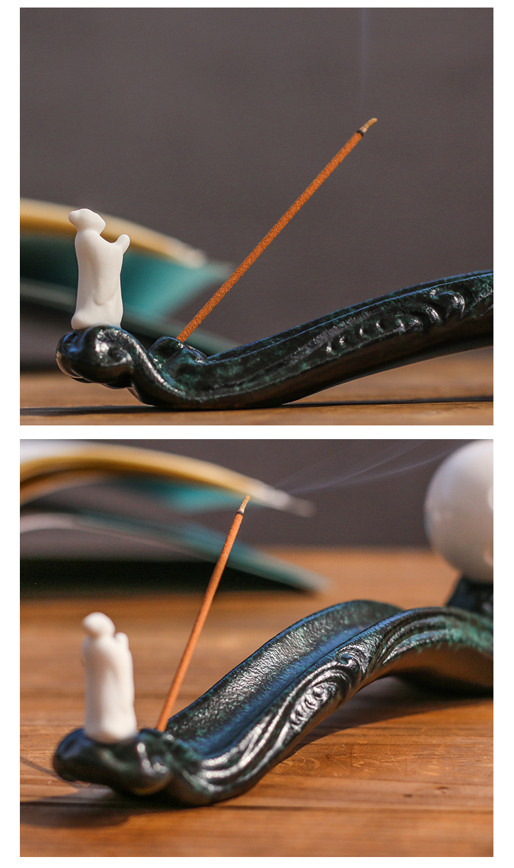 线香插陶瓷小船香插线香座创意禅意香台茶道蚊香薰炉线香盘点香插