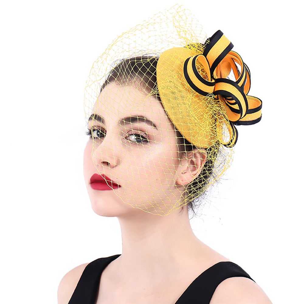 神秘遮面网纱新娘礼帽发饰高端英伦复古表演写真面纱头饰出口货源