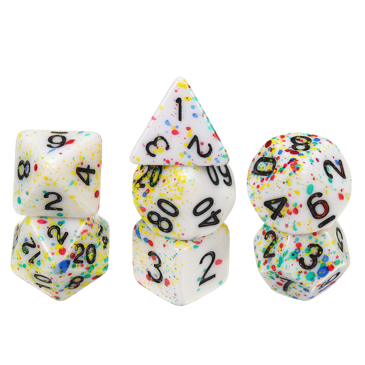 跨境货源 trpg 多面 骰子/色子(7颗/组)dnd 跑团骰 喷彩点