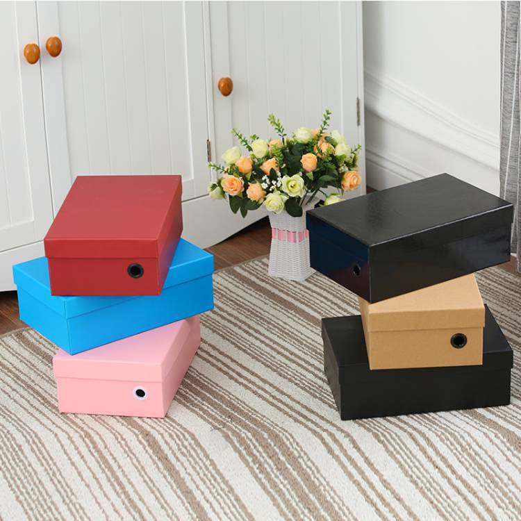 定制男女儿童鞋盒纸盒通用天地盖牛皮纸收纳包装盒彩色盒可印logo