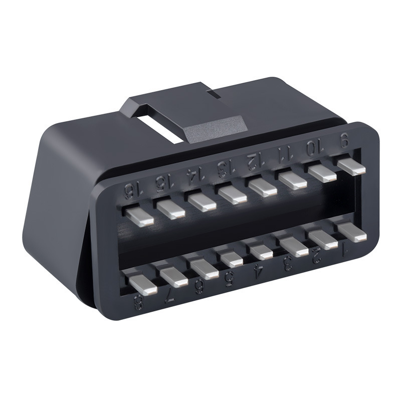 汽车obd2 16pin 16针公头连接器obdii 12v 24v卡车诊断接口插头