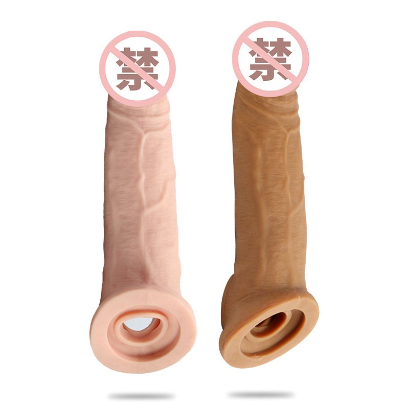 Cross-Border Men's Yin Sutra Cover Bold Lengthened Wear Dai Yang Cloth Cover Exotic Condom Use Crystal Vibration Barbed Sex Toy Set