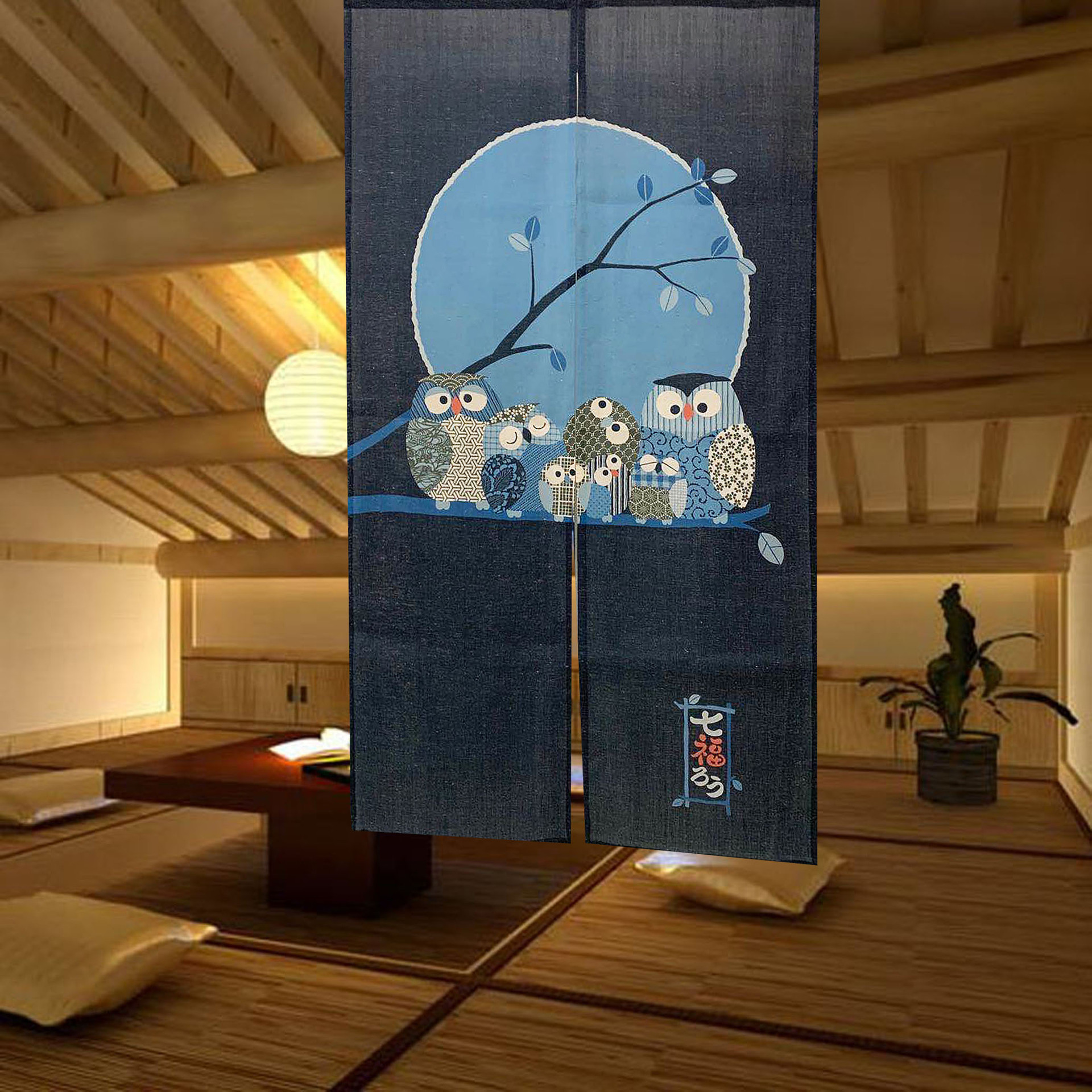 日式布艺风水门帘 七福家族 源头厂家直销花样繁多面料多选