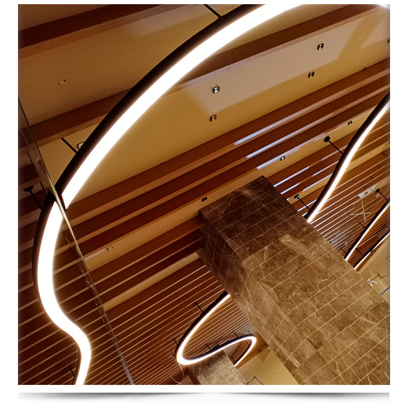 定制办公室吊灯现代led亚克力线条灯异形大型灯大角度led长条灯具