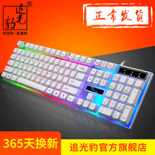 跨境键盘追光豹G21有线usb游戏机械手感七彩发光笔记本电脑键盘KB