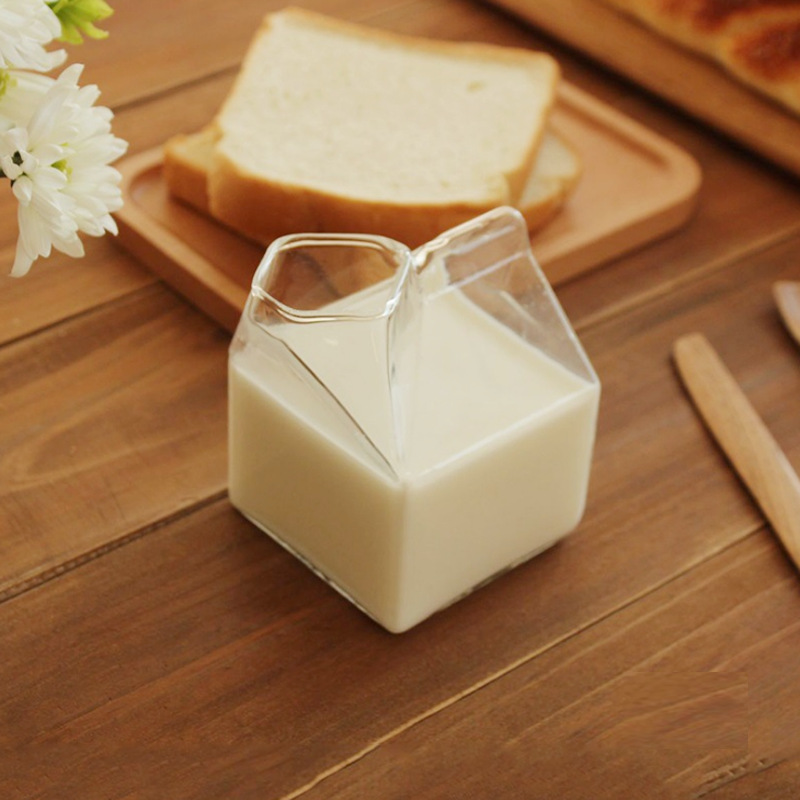 现货批发 方形耐高温玻璃牛奶盒 四方造型牛奶玻璃杯家用早餐杯子
