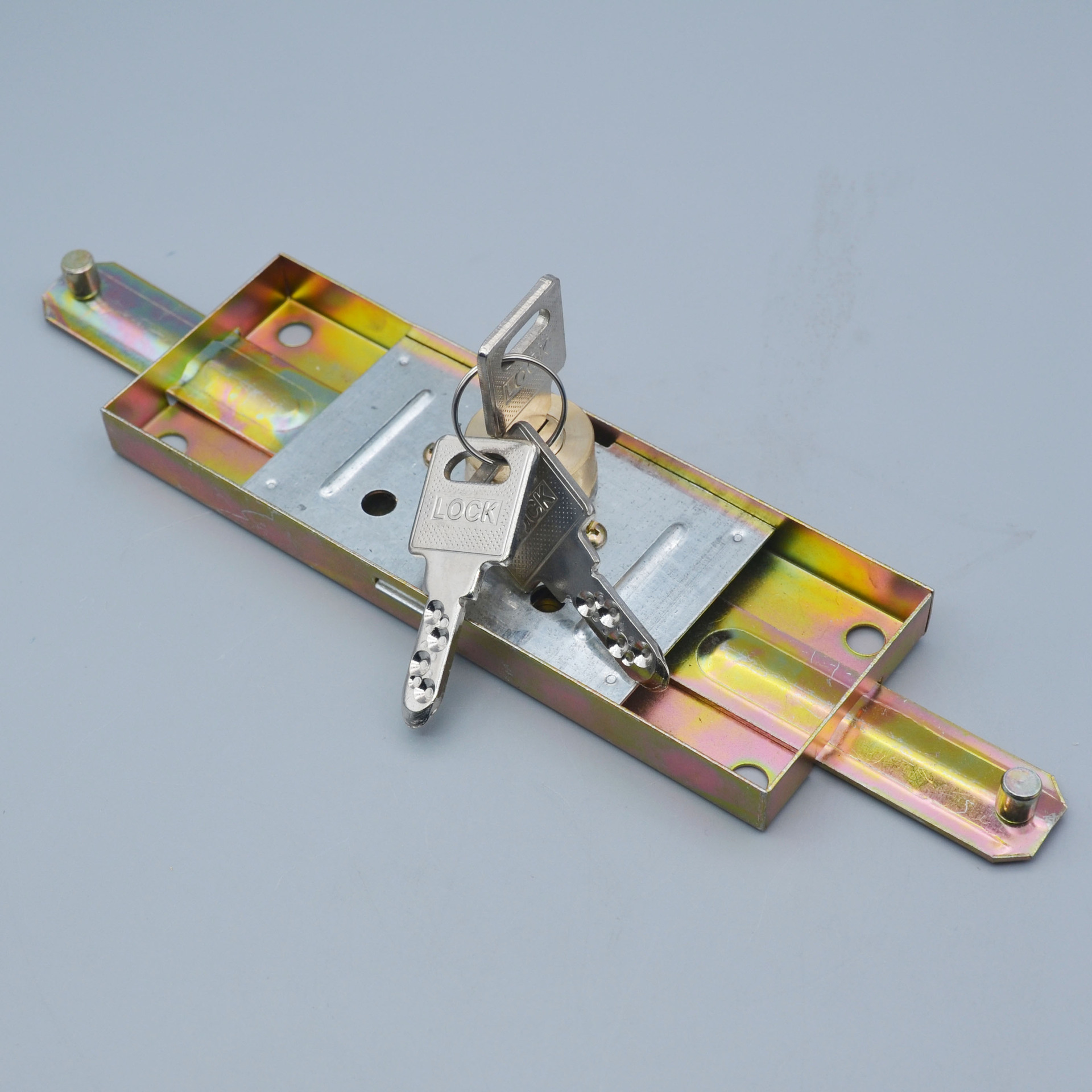 防盗中开卷门锁薄型十字一字月牙叶片拉闸锁厂房车库商铺卷闸门锁