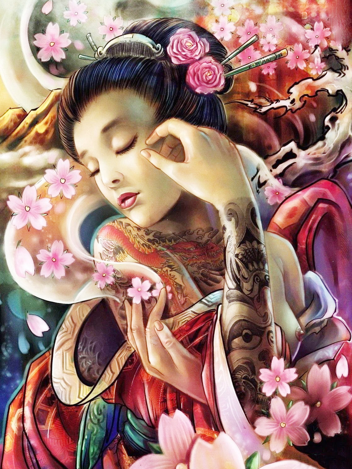 定制批发圆钻满钻钻石绣日本和服艺伎钻石画diy十字绣