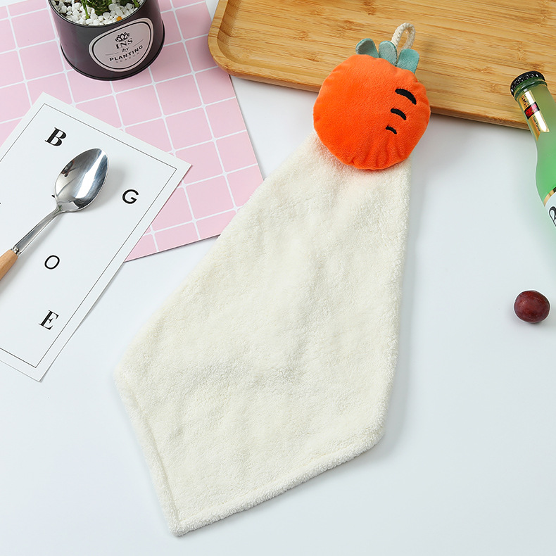 Coral Fleece Fruit Hanging Hand Towel Bathroom Kitchen Hand Towel Water-Absorbing Quick-Drying Children Can Hang Hand Towel