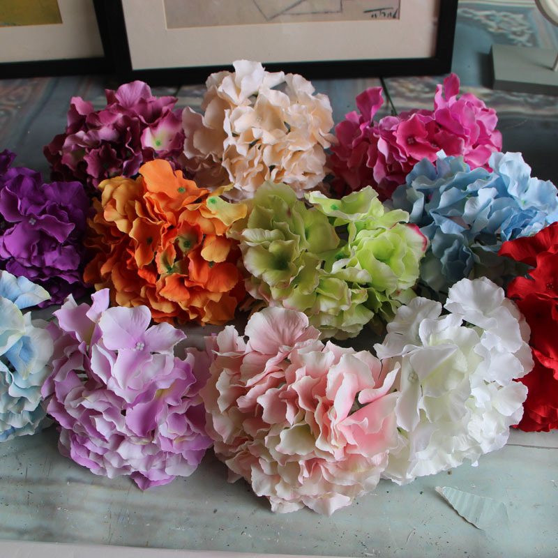 厂家直销大绣球花朵12色 仿真花 绢花 仿真植物 婚庆室内背景花墙