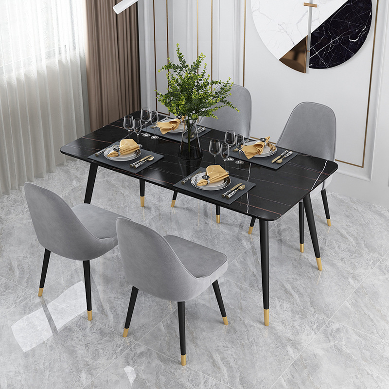 现代简约岩板餐桌小户型客厅家用吃饭桌椅休闲西餐厅办公洽谈