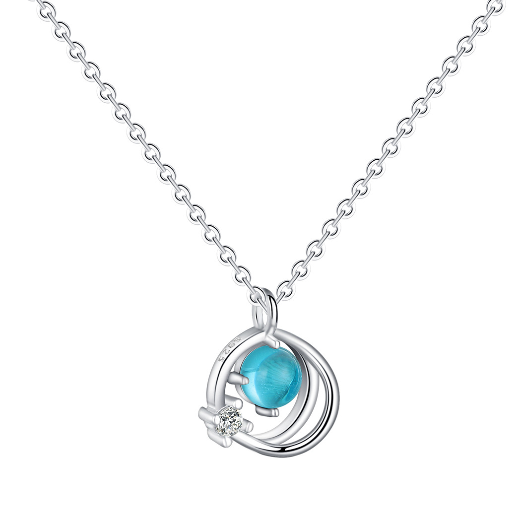 跨境新品配饰天使之泪锁骨项链蓝水晶项饰项链欧美爆款