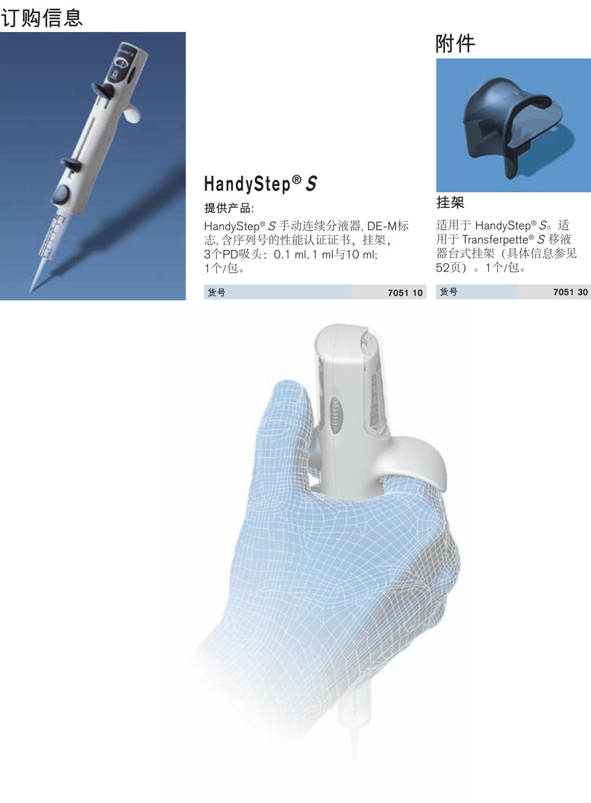 brand/普兰德货号705110handystep s手动连续分液器含有挂架