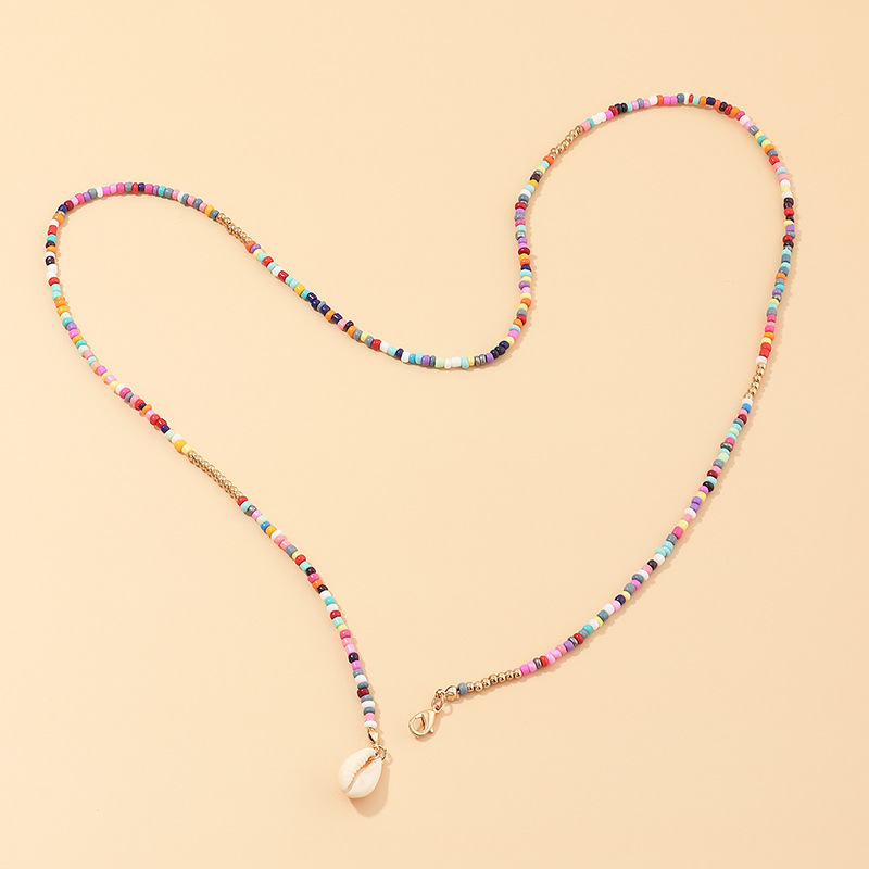 Nz1862 Cross-Border European and American Ornament Wholesale Bohemian Style Colorful Bead Necklace Colorful Shell Necklace