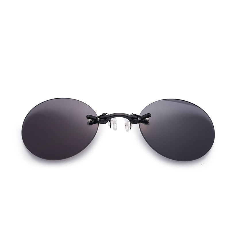 New Clip-on Sunglasses Matrix Morpheus Clip Sunglasses Metal Small round Frame Mini Men's and Women's Glasses