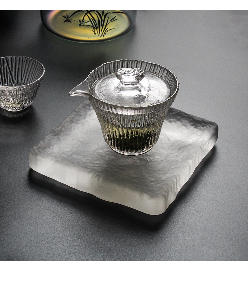 玻璃茶盘茶台茶托干泡台壶承冰箩手工日式养壶盘创意茶具配件茶盘
