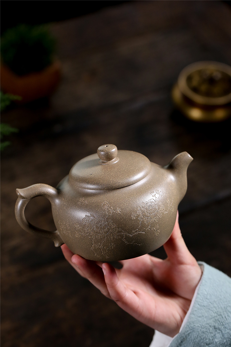 现货供应名家茶壶全手工豆青砂大容量德中紫砂壶国工丁洪斌泡茶壶